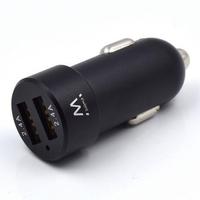 Carregador Para Carro USB DC Smart IC 2-Portas 4.8 24W Preto ALU BODY