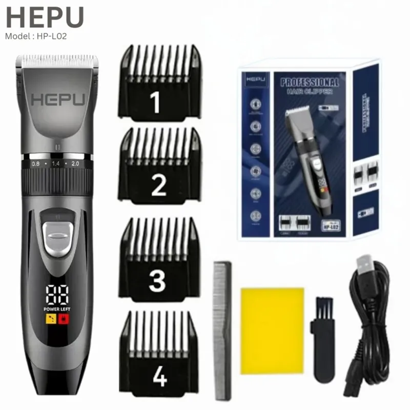 MÁQUINA DE CORTAR CABELO HEPU 3-6/9-12MM CARREGADOR USB