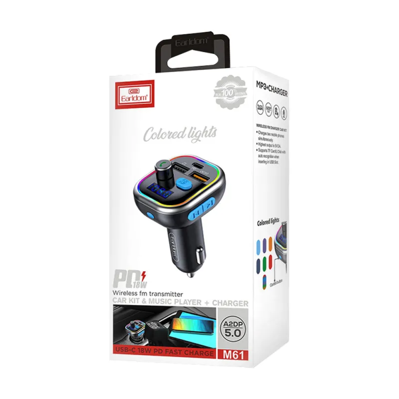 CARREGADOR PARA CARRO RÁPIDO MP3 USBC 18W , M61